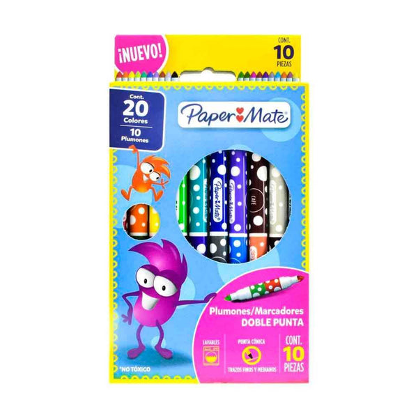 PLUMONES DOBLE PUNTA PAPERMATE 15X30 – Grupo Comercial Zambrano