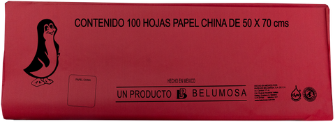 Papel China 50x75 Pingüino Pliego C/100 Rojo Navidad