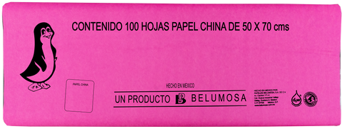 Papel China 50x75 Pingüino Pliego C/100 Rosa Mexicano