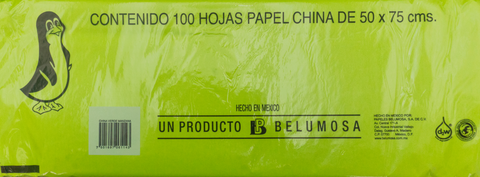 Papel China 50x75 Pingüino Pliego C/100 Verde Manzana