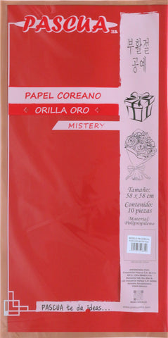 Papel Coreano Mistery O/Oro C/10 Rojo