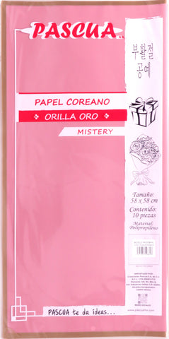 Papel Coreano Mistery O/Oro C/10 Rosa Malva