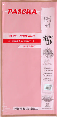 Papel Coreano Mistery O/Oro C/10 Rosa Pastel