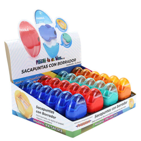 Sacapuntas Pascua Oval Con Borrador C/24 PA-SACG013