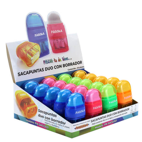 Sacapuntas Pascua Doble Con Borrador C/20 PA-SACG021