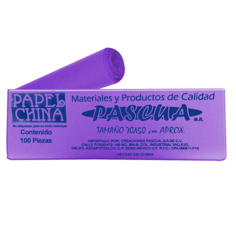 Papel China 50X75 Pliego Pascua C/100 Morado