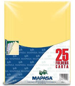 Folder Mapasa Carta Amarillo Pastel C/25